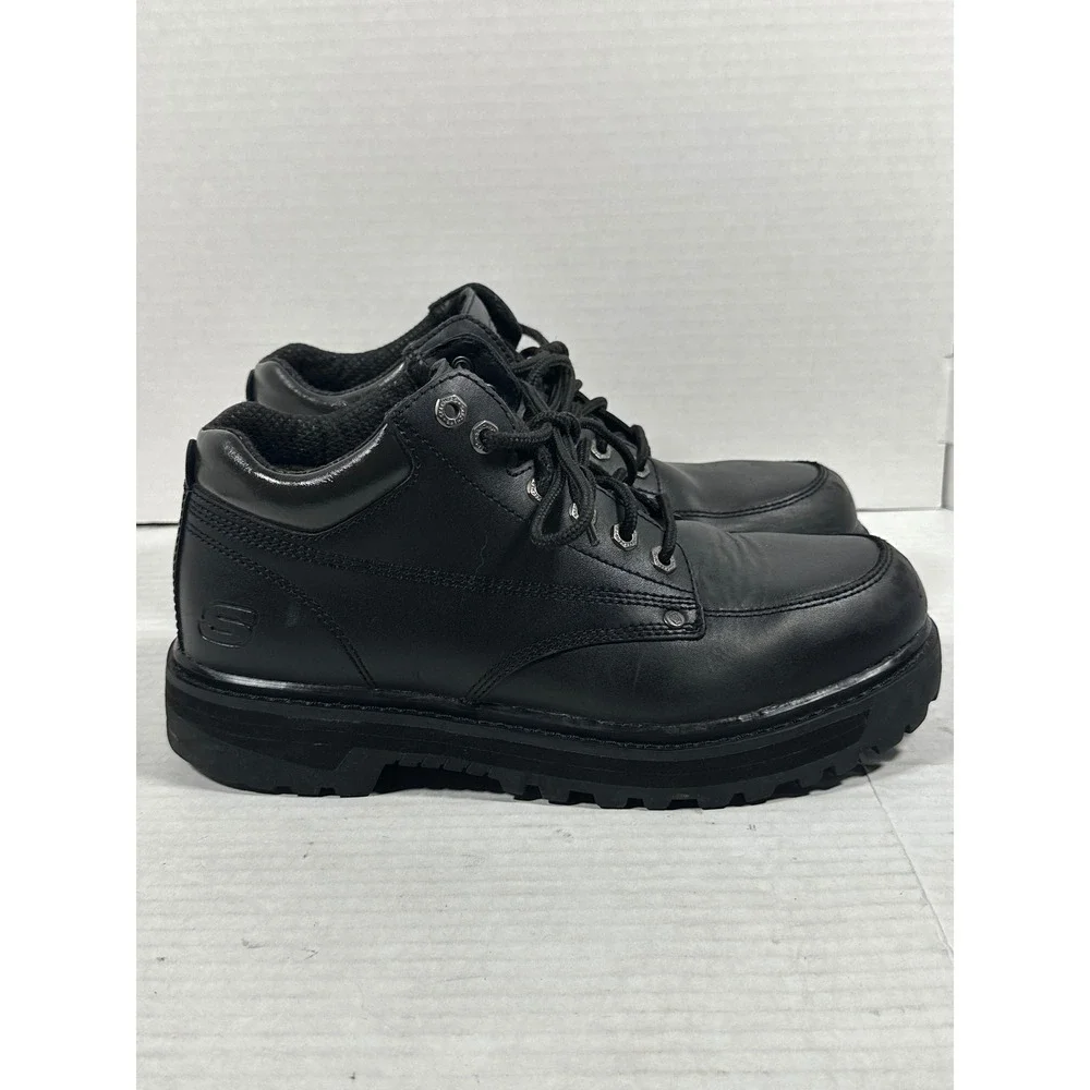 Skechers Mens Y2K Jammers4470EW Black Leather Extra Wide Fit Work Boots Size 9.5